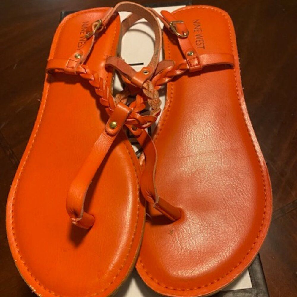Nine West Orange Thong Slingback Flat sandals, size 10 1/2